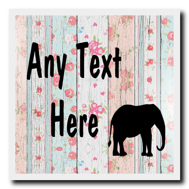 Elephant Shabby Wood Personalised Drinks Mat Coaster