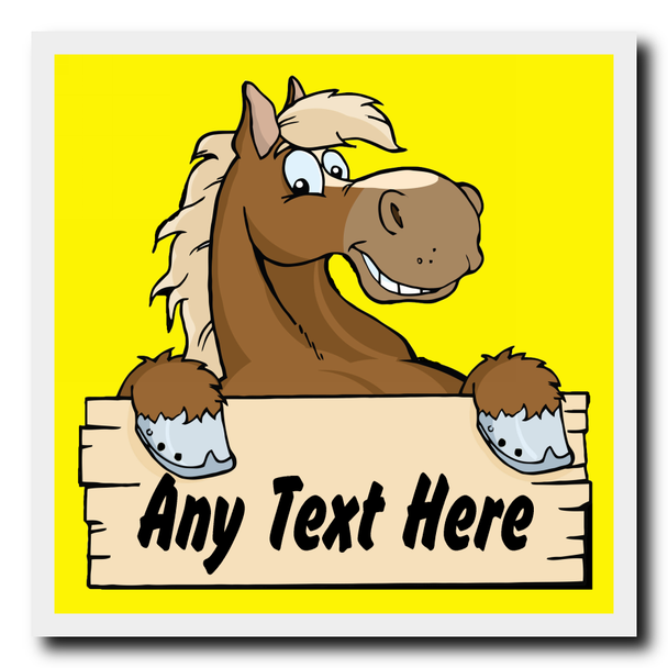 Cartoon Horse Yellow Personalised Drinks Mat Coaster