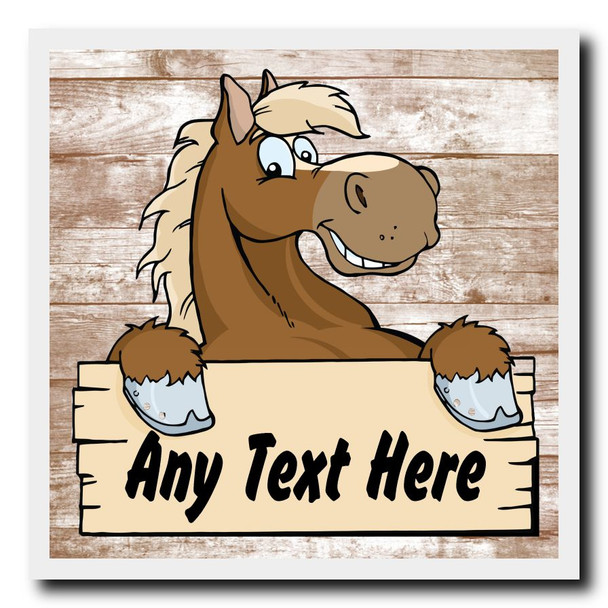 Cartoon Horse Personalised Drinks Mat Coaster