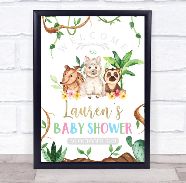 Baby Animals Welcome Baby Shower Personalised Event Party Decoration Sign
