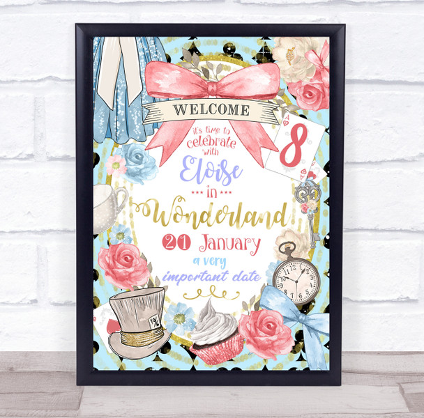 Alice In Wonderland Name Very Important Date Personalised Birthday Party Sign