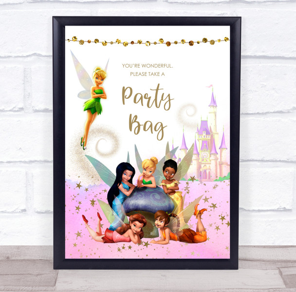 Bag Birthday Gold Pink Kids Birthday Fairy Castle Personalised Event Party Sign