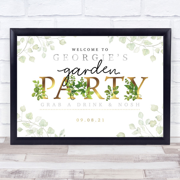 Garden Birthday Gold & Vine Personalised Event Occasion Party Decoration Sign