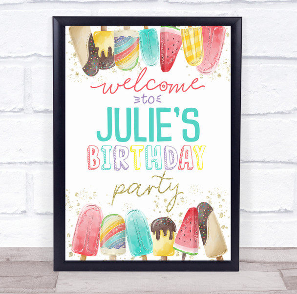 Cutesy Ice Lollies Birthday Welcome Personalised Event Party Decoration Sign