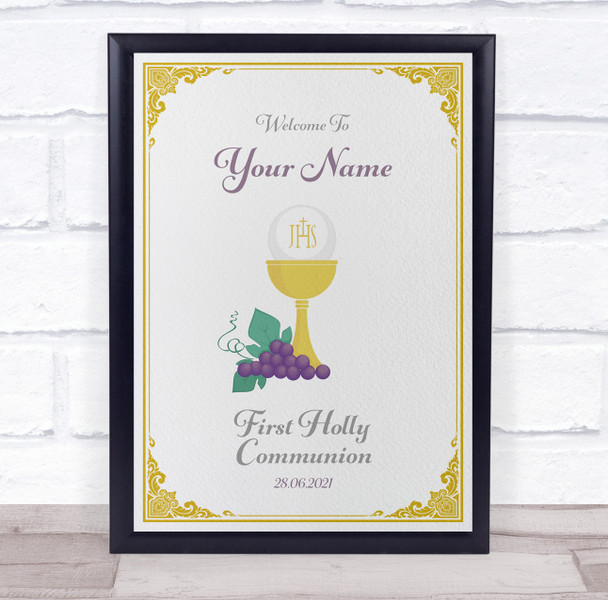 First Holy Communion Welcome Grapes Personalised Event Party Decoration Sign