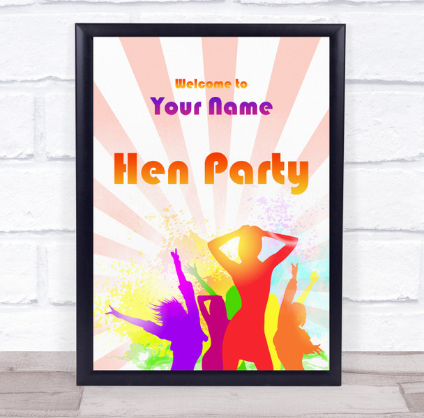 Disco Multicoloured Dance Welcome To Hen Do Personalised Event Party Sign