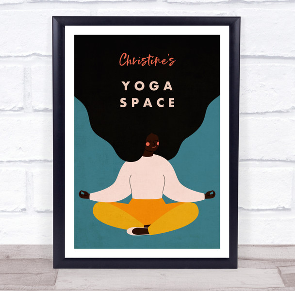 Dark Skinned Woman Meditation Yoga Gym Space Room Personalised Wall Art Sign