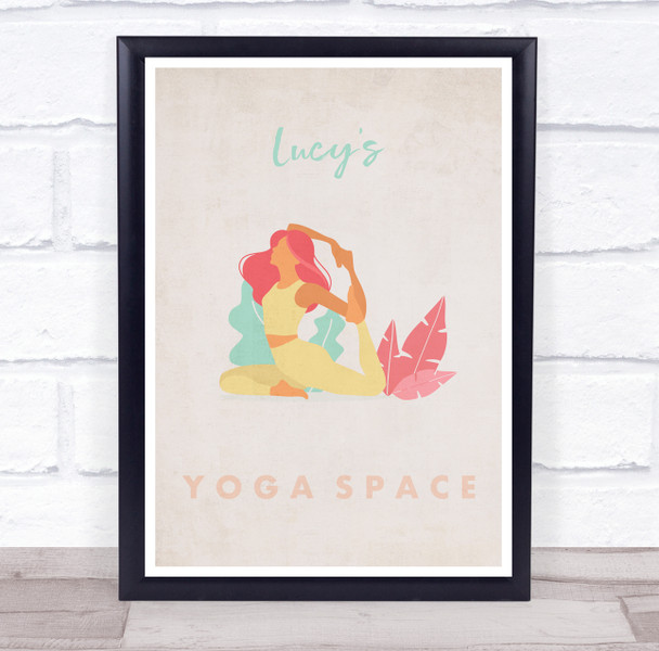 One Legged Pigeon Pink Hair Yoga Gym Space Room Personalised Wall Art Sign