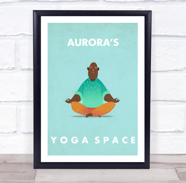 Dark Skin Male Meditation Yoga Gym Space Room Personalised Wall Art Sign