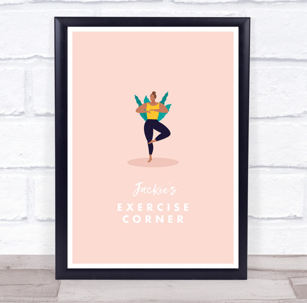 Woman In Yoga Gym Pose Exercise Corner Room Personalised Wall Art Sign