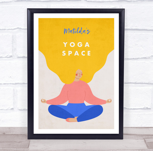 Blonde Hair Meditation Yoga Gym Space Room Personalised Wall Art Sign