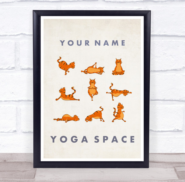 Multiple Cat Poses Yoga Gym Space Room Personalised Wall Art Sign