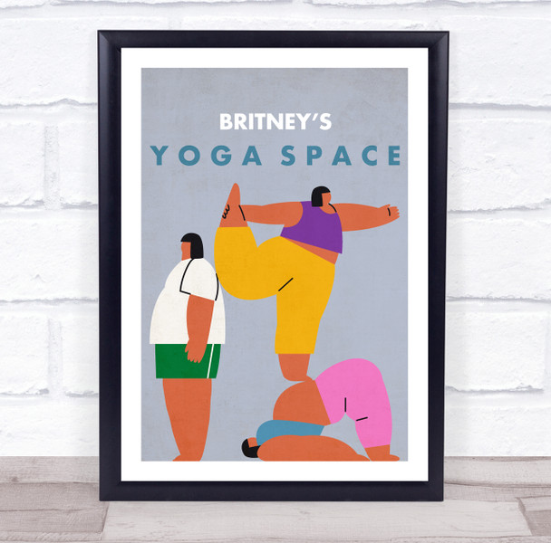 Large Female Pose Yoga Gym Space Room Personalised Wall Art Sign