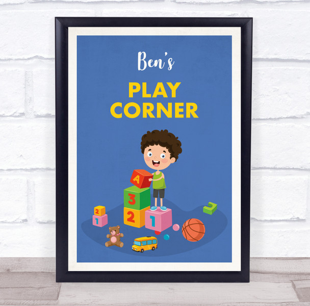 Child Stacking Blocks Play Corner Room Personalised Wall Art Sign