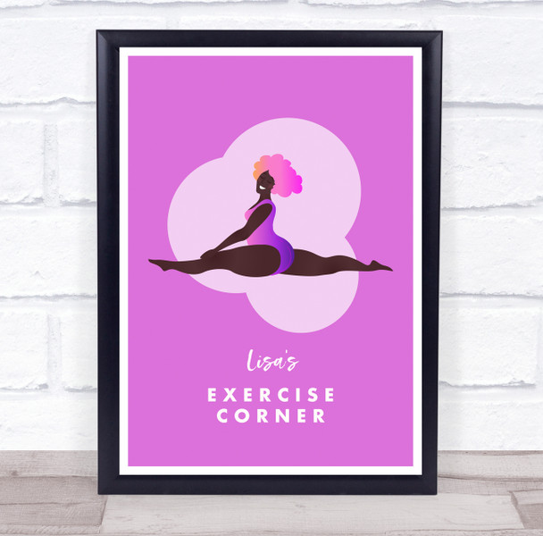 Woman In Splits Exercise Corner Room Personalised Wall Art Sign