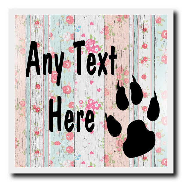 Paw print Shabby Wood Personalised Drinks Mat Coaster