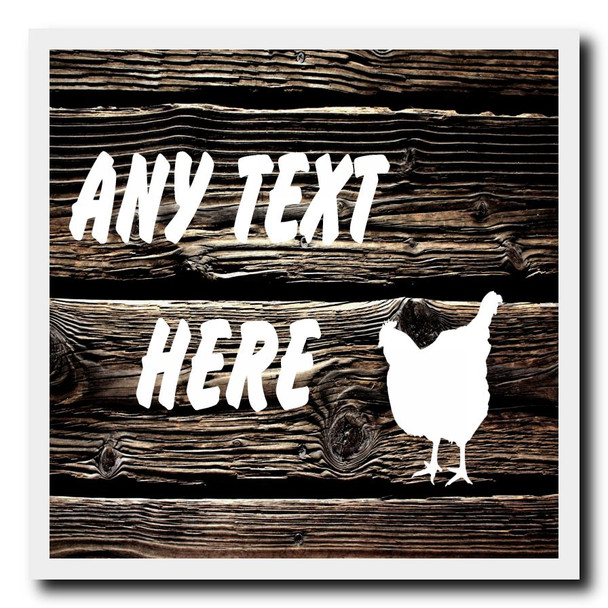 Dark Wood Hen Chicken Cockerel Personalised Drinks Mat Coaster