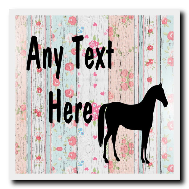 Horse Shabby Wood Personalised Drinks Mat Coaster