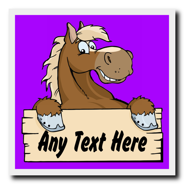 Cartoon Horse Purple Personalised Drinks Mat Coaster