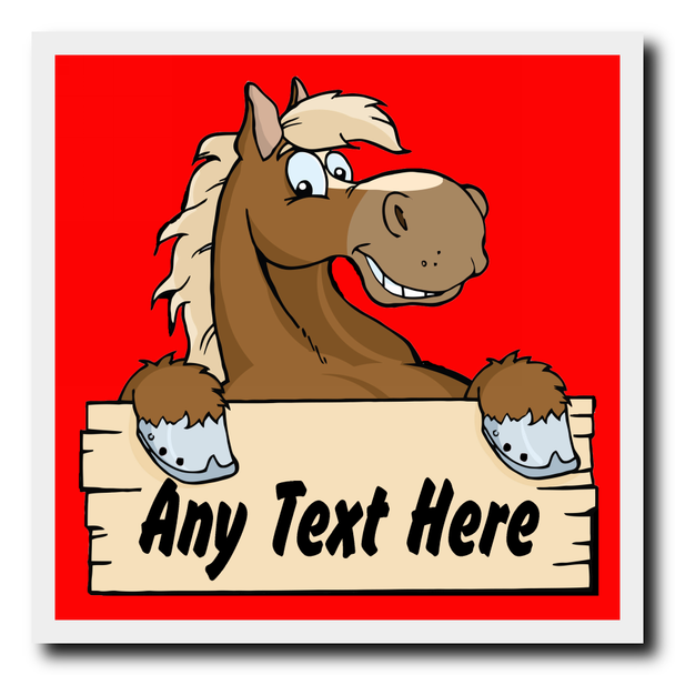 Cartoon Horse Red Personalised Drinks Mat Coaster