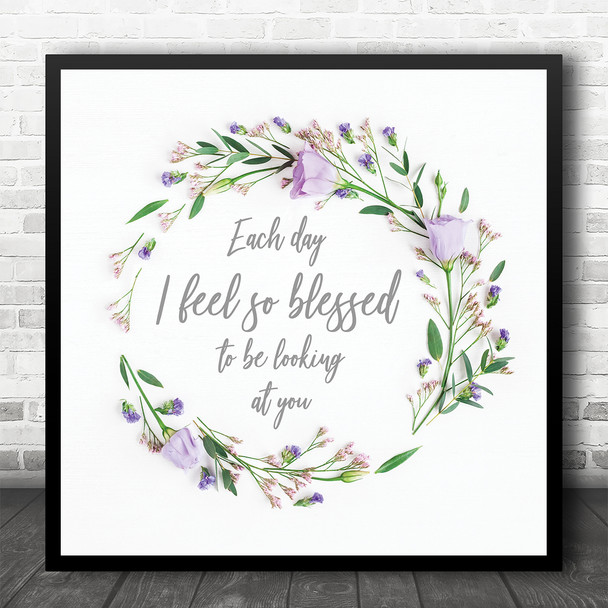 Beyonce Blue Lilac Floral Wreath Square Music Song Lyric Wall Art Print