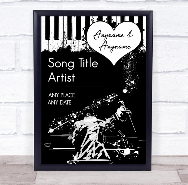 Jazz Grunge Any Song & Text Black & White Personalised Music Song Lyric Wall Art Print
