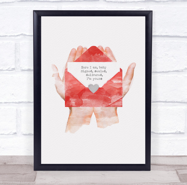 Stevie Wonder Signed, Sealed, Delivered, I'M Yours Watercolour Envelope Hands Music Art Print