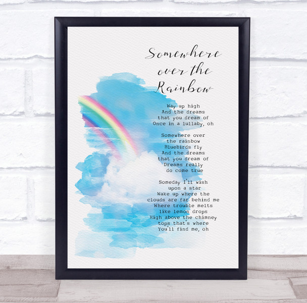 Judy Garland Somewhere Over The Rainbow Watercolour Rainbow Music Song Lyric Art Print