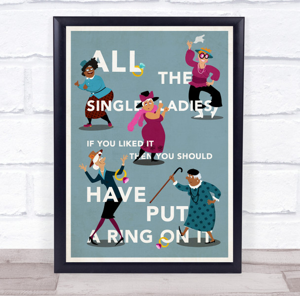 Beyoncé Single Ladies (Put A Ring On It) Blue Dancing Women Music Song Lyric Art Print