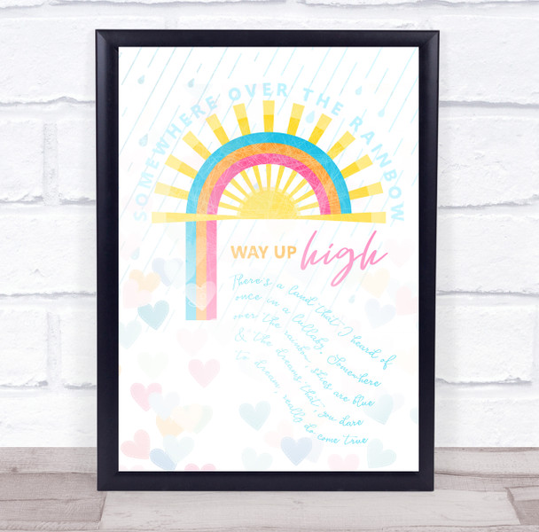 Judy Garland Somewhere Over The Rainbow Rainbow And Sun Music Song Lyric Wall Art Print