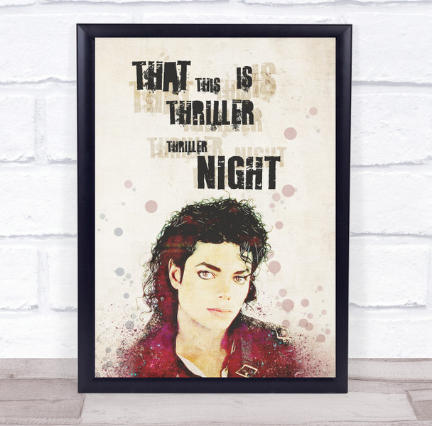 Michael Jackson Thriller Distorted Wording Splatter Music Song Lyric Wall Art Print