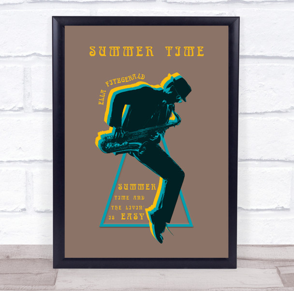 Ella Fitzgerald Summer Time Retro Saxophone Music Song Lyric Wall Art Print