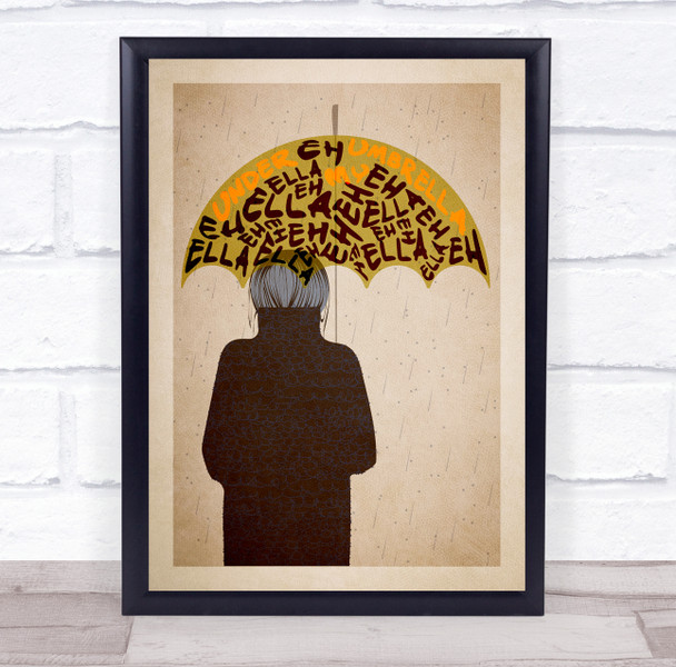 Rihanna Umbrella Yellow Umbrella s Music Song Lyric Wall Art Print