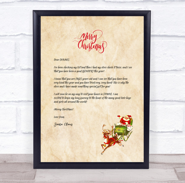 Simple Santa Claus Parchment Christmas Christmas Letter Certificate Award Print