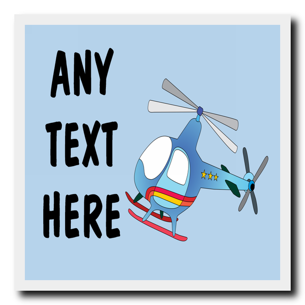 Blue Helicopter Personalised Drinks Mat Coaster