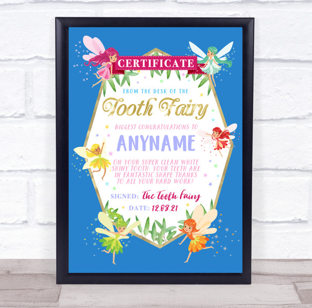 Magical Tooth Fairy Personalised Certificate Award Print