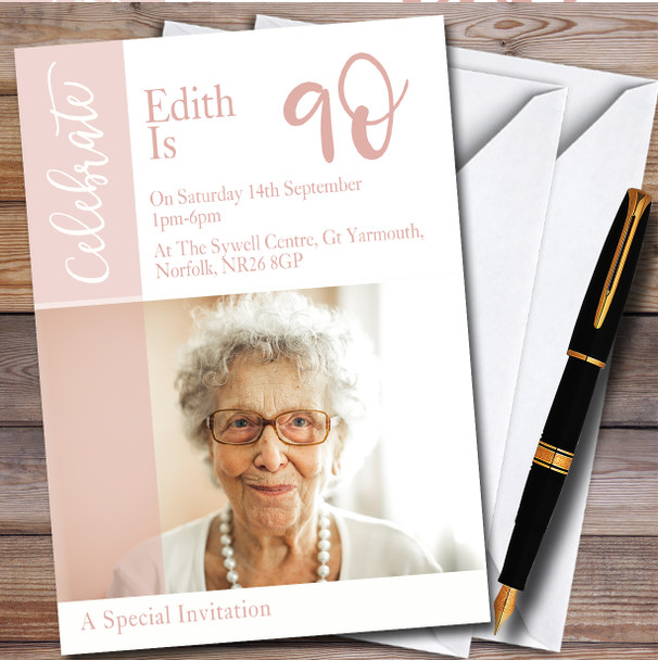 Photo Pink Any Age Personalised Birthday Party Invitations Photo Pink Any Age Personalised Birthday Party Invitations