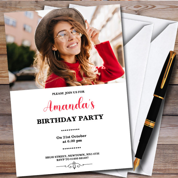 Any Photo Vintage Personalised Birthday Party Invitations