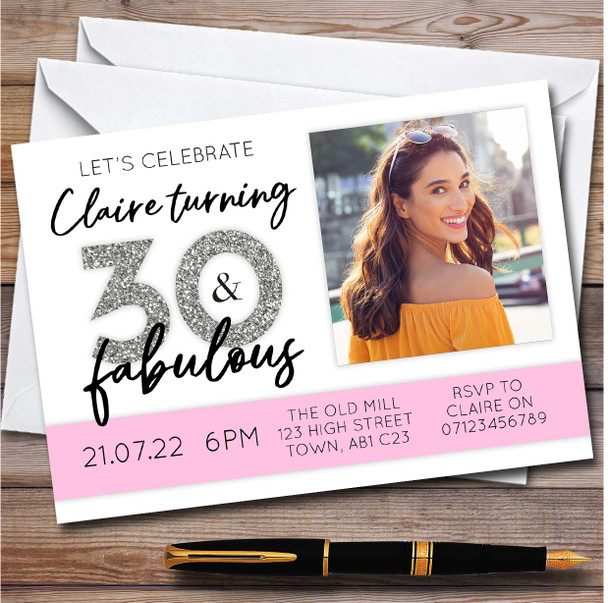 30 And Fabulous Photo 30Th Personalised Birthday Party Invitations
