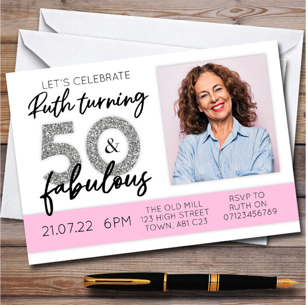 50 And Fabulous Photo 50Th Personalised Birthday Party Invitations
