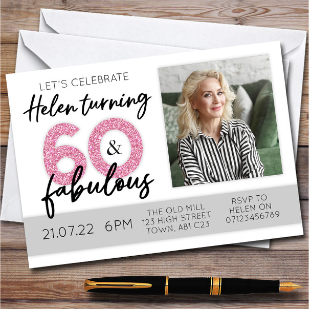 60 And Fabulous Photo 60Th Personalised Birthday Party Invitations
