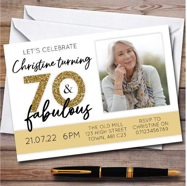 70 And Fabulous Photo 70Th Personalised Birthday Party Invitations