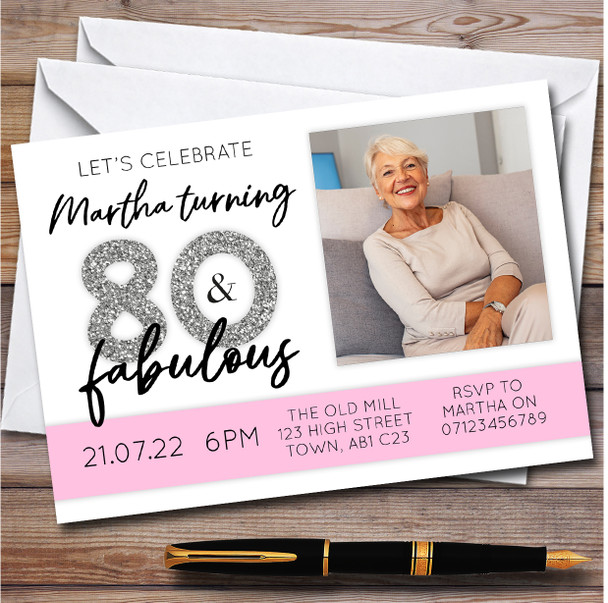 80 And Fabulous Photo 80Th Personalised Birthday Party Invitations