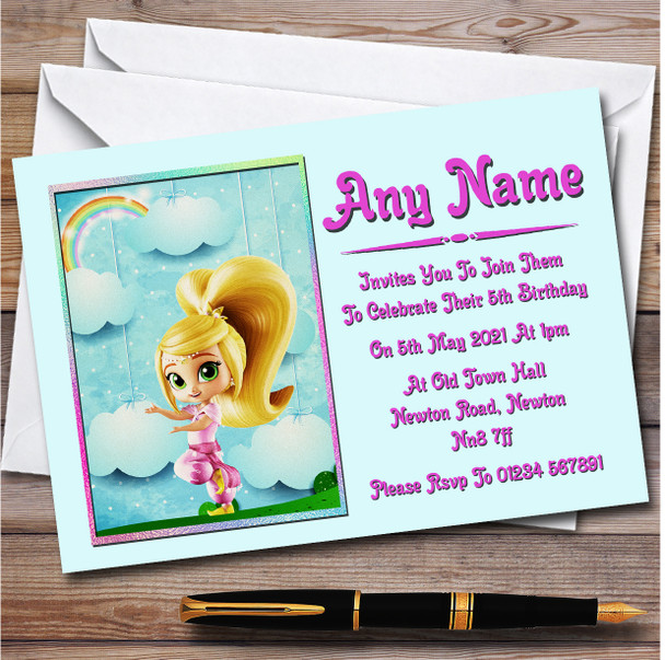 Shimmer And Shine Blonde Personalised Children's Kids Birthday Party Invitations