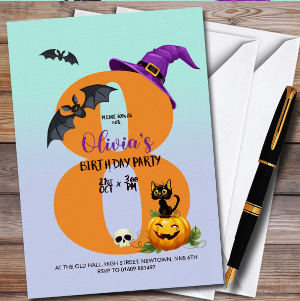 Spooky Halloween October 8th Personalised Children's Birthday Party Invitations