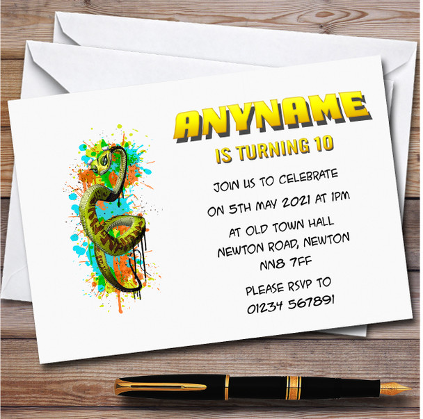 Kung Fu Panda Viper Splatter Personalised Children's Birthday Party Invitations