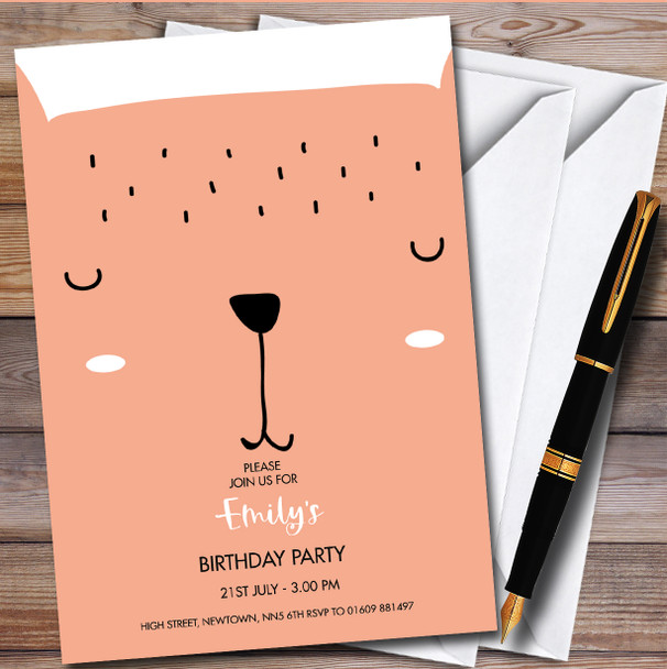 Modern Minimal Cat Face Personalised Children's Kids Birthday Party Invitations