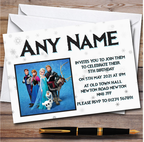 Disney Frozen Dark Blue Personalised Children's Kids Birthday Party Invitations