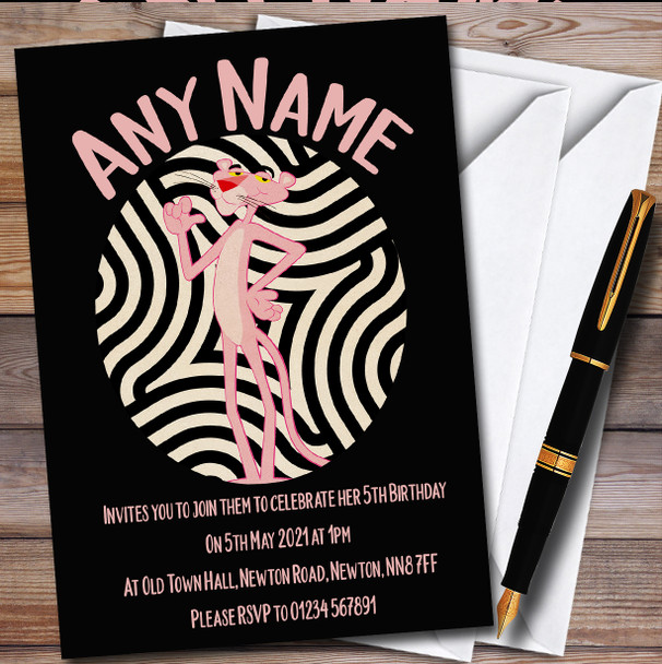 The Pink Panther Retro Personalised Children's Kids Birthday Party Invitations