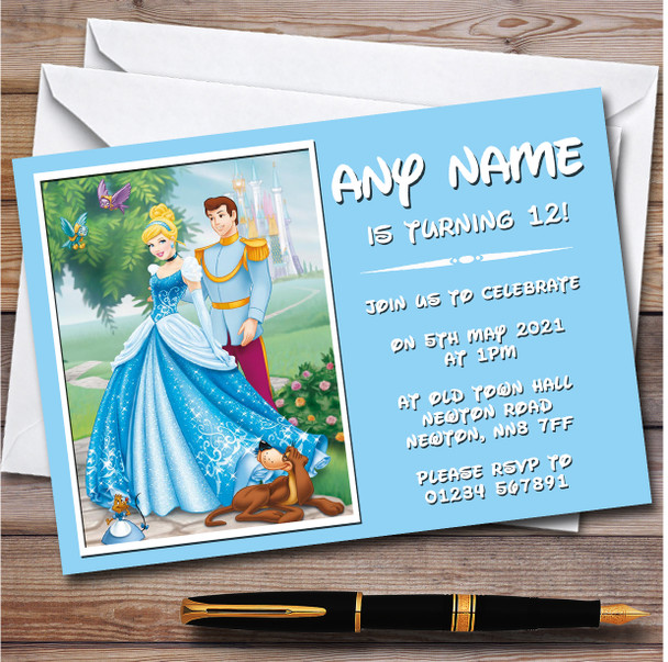 Disney Cinderella Princess Personalised Children's Birthday Party Invitations